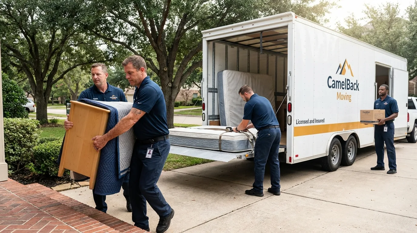 Crew loading residential truck for cross-state move from Mogadore, OH