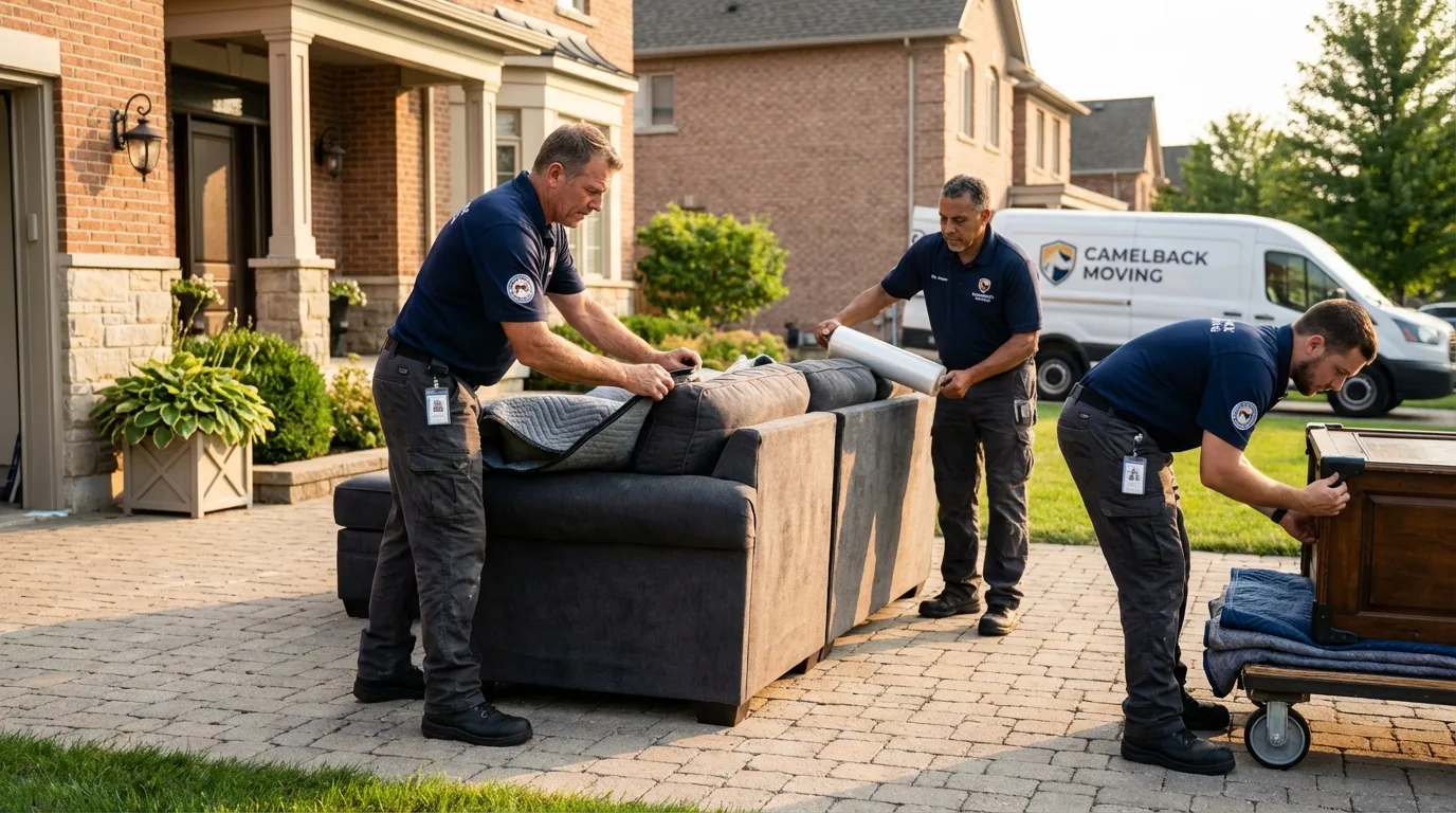 Large estate moving crew wrapping furniture in Mogadore, OH