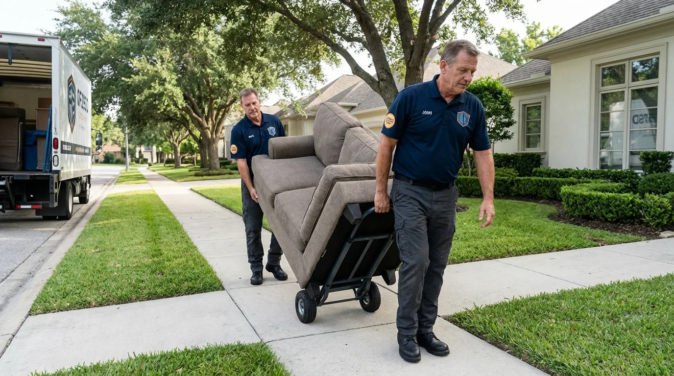 Local residential moving crew loading furniture in Mogadore, OH