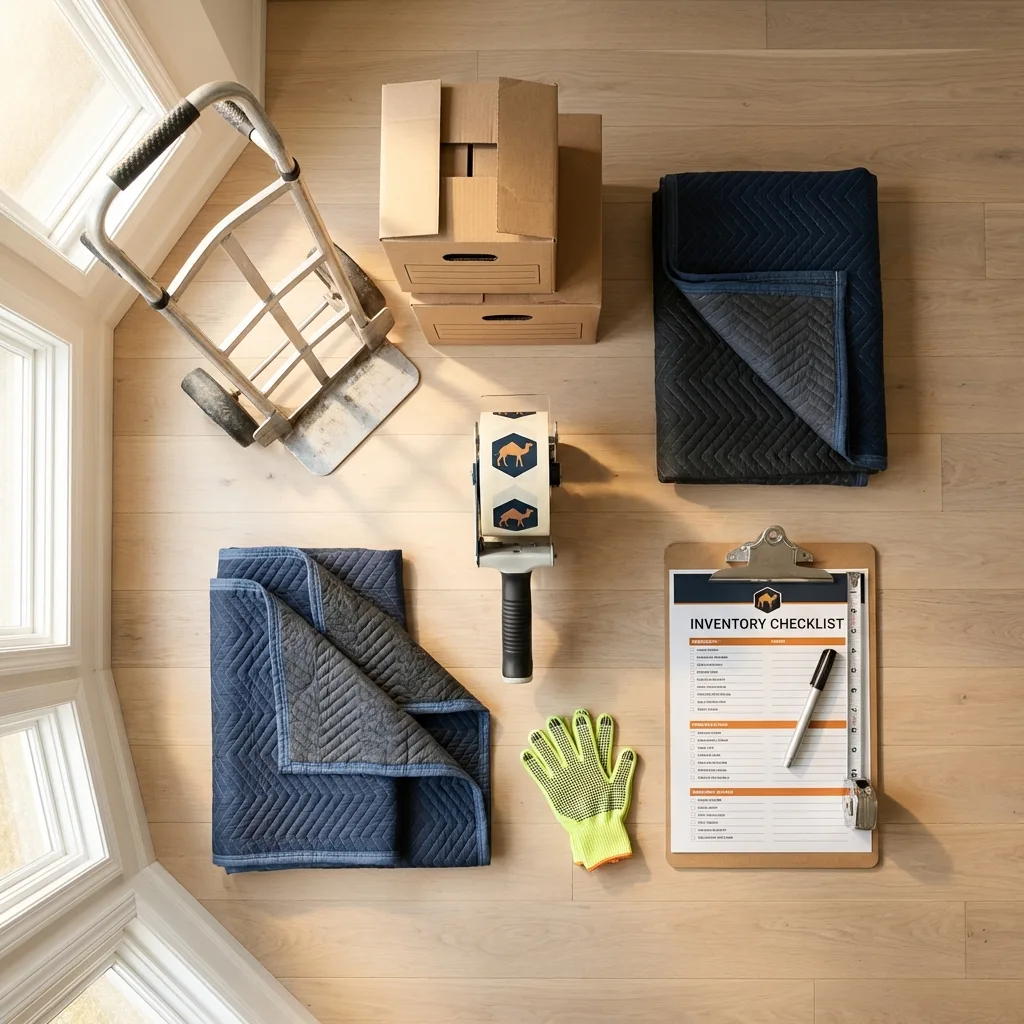 Professional moving supplies and packing materials layout for Mogadore residential relocations